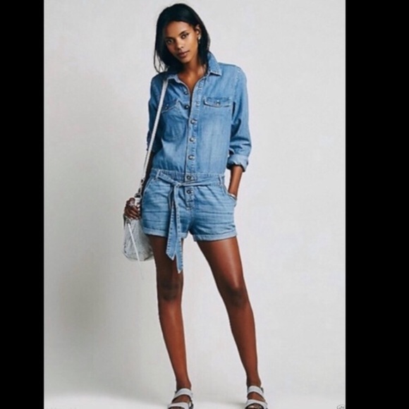 Long Sleeve Denim Romper | Poshmark